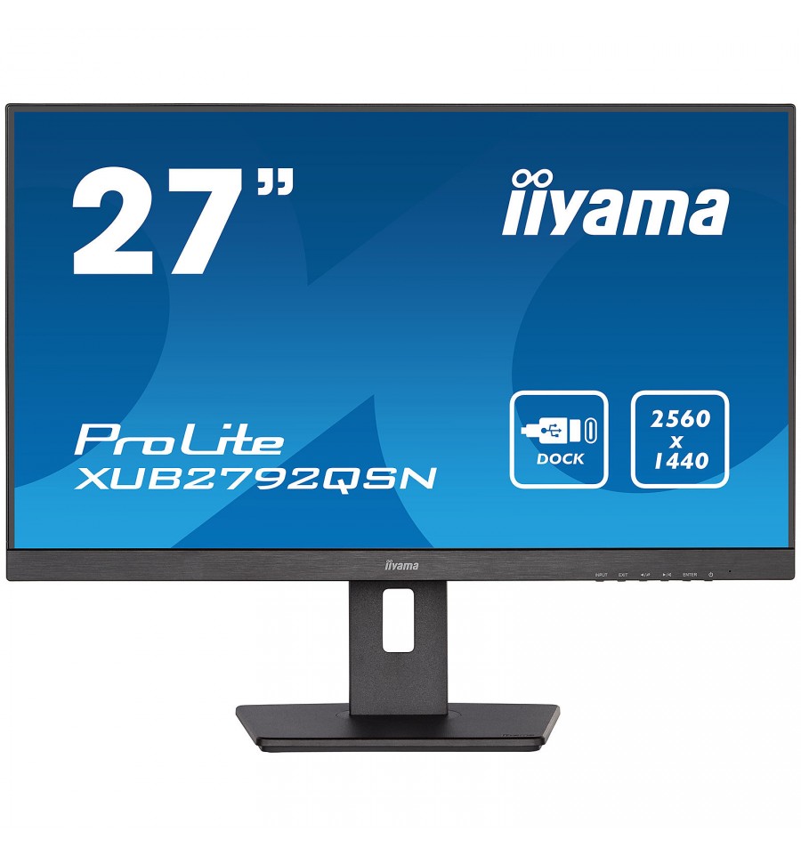 Ecran 27 iiyama ProLite XUB2792QSN-B5 (Pied Réglable/2K/IPS/4ms/75  Hz/HDMI/DP/Audio/Dock USB C 65W + RJ45/Hub USB)