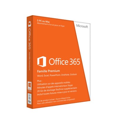 Logiciel Microsoft Office 365 Famille Premium - 1 An - 6 Postes
